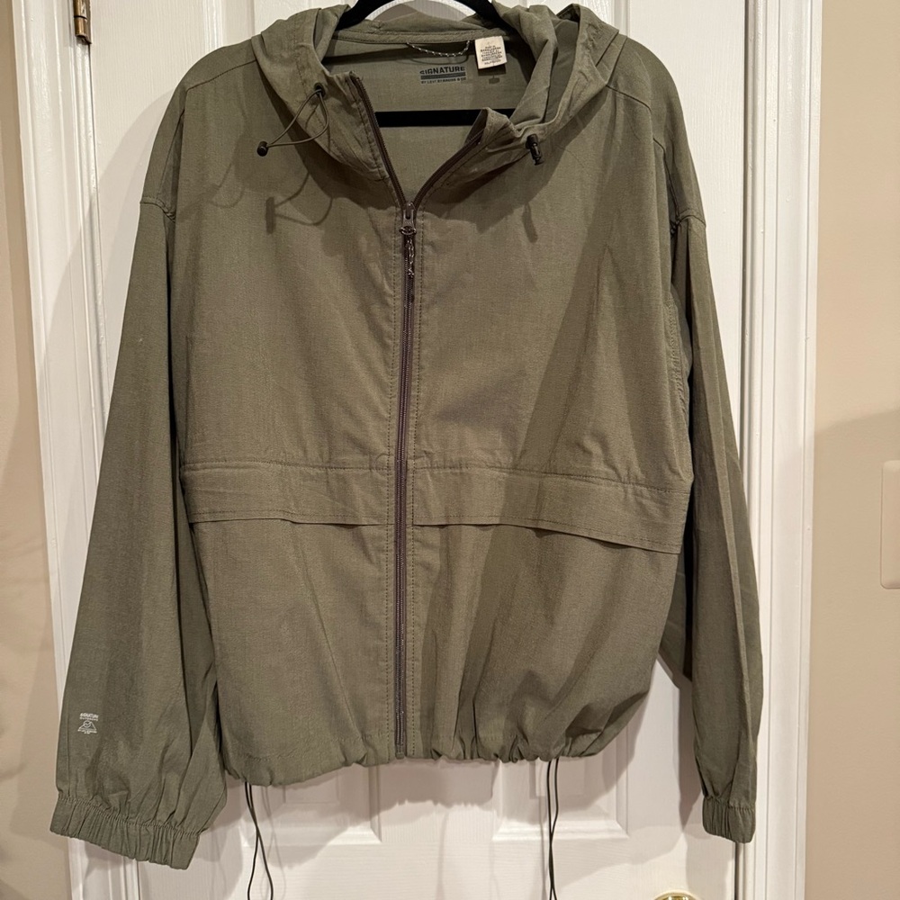 Women Signature by Levi Strauss & Co Parka Lightweight Olive Green Jacket Pocket